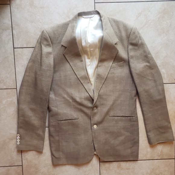 Saks Fifth Avenue USA linen silk blend tan blazer 44R